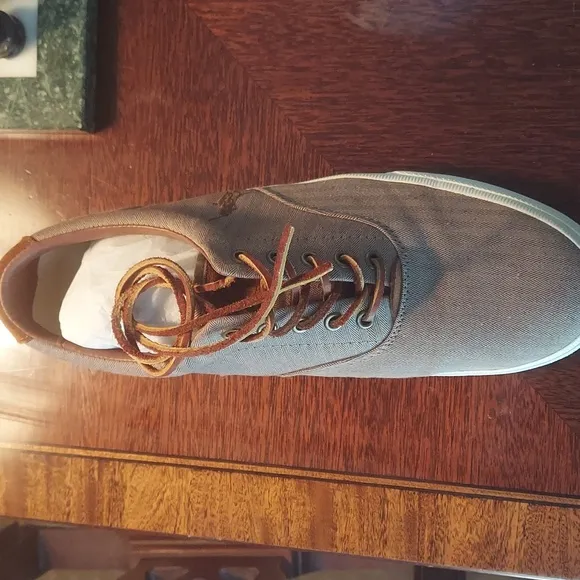 RALPH LAUREN POLO VAUGHN  CANVASS SHOES BEIGE BROWN SHOE MEN'S 10.5M LIKE NEW!