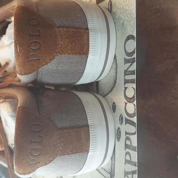 RALPH LAUREN POLO VAUGHN  CANVASS SHOES BEIGE BROWN SHOE MEN'S 10.5M LIKE NEW!