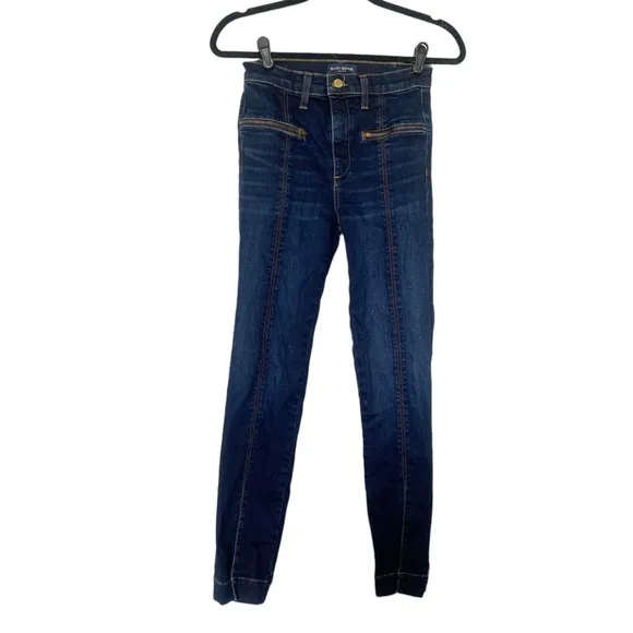 RAMY BROOK Emily Split Hem Jeans High Rise Center Seam Dark Blue Spring Sz 26