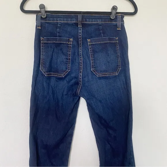 RAMY BROOK Emily Split Hem Jeans High Rise Center Seam Dark Blue Spring Sz 26