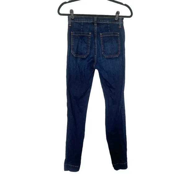 RAMY BROOK Emily Split Hem Jeans High Rise Center Seam Dark Blue Spring Sz 26