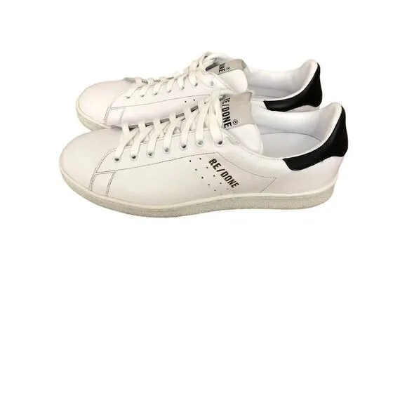 RE/DONE Tennis Sneakers Leather Low Top Trainer Shoes White Black NWOB Size 11