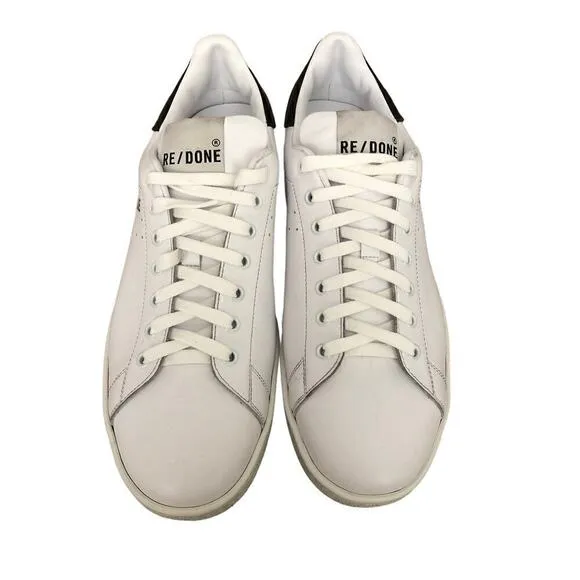 RE/DONE Tennis Sneakers Leather Low Top Trainer Shoes White Black NWOB Size 11