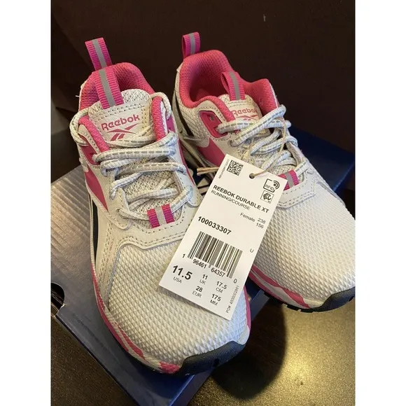 Reebok Durable XT Shoes Preschool Pink Gray Size 11.5 Little Girls Crossfit Shoe