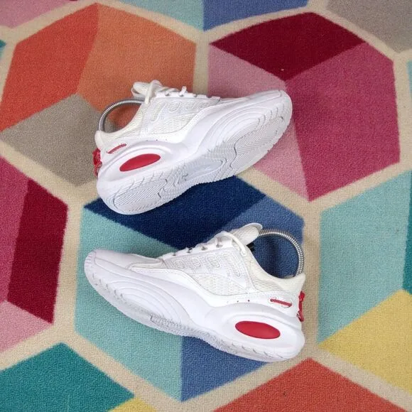 Reebok Iverson Solution Mid White Red Kids Basketball Shoes Size 3.5 US
