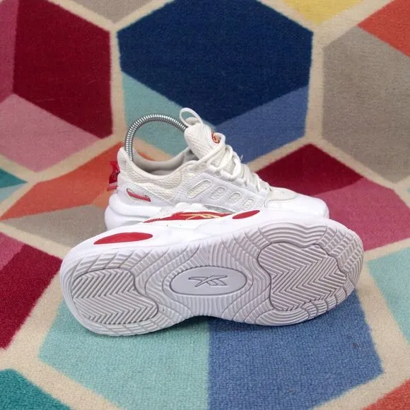Reebok Iverson Solution Mid White Red Kids Basketball Shoes Size 3.5 US