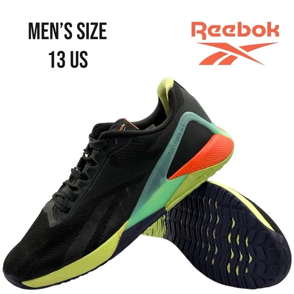 Reebok Nano X1 Men's Size 13 Training Shoes Black Multi FX3241 CrossFit Gym Lift