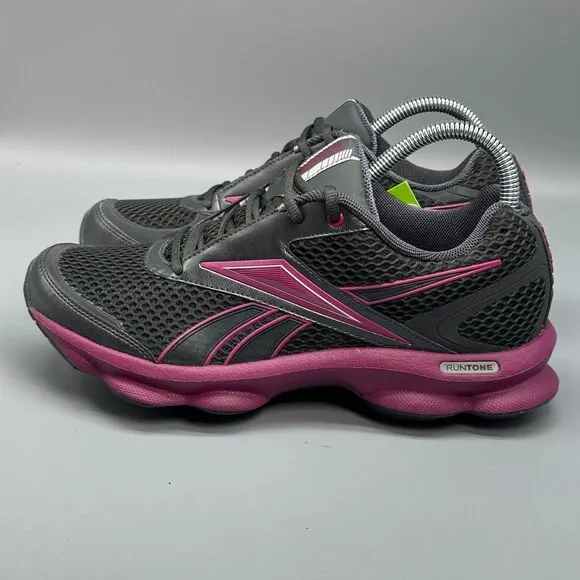 Reebok Runtone Womens 8.5 Black Purple Athletic Sneakers Lace-Up Low Top NWT NEW
