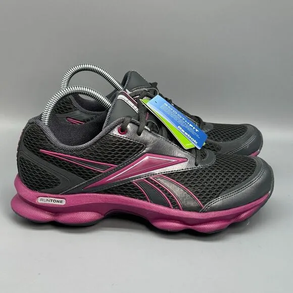 Reebok Runtone Womens 8.5 Black Purple Athletic Sneakers Lace-Up Low Top NWT NEW