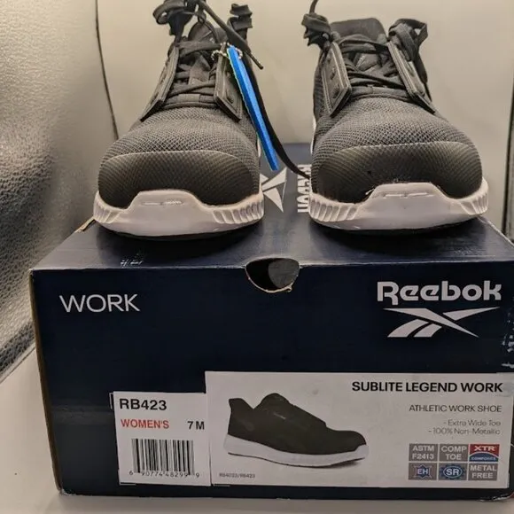 Reebok Sublite Legend Work Sneakers, Black, Mens 5 M, Women's 7 M