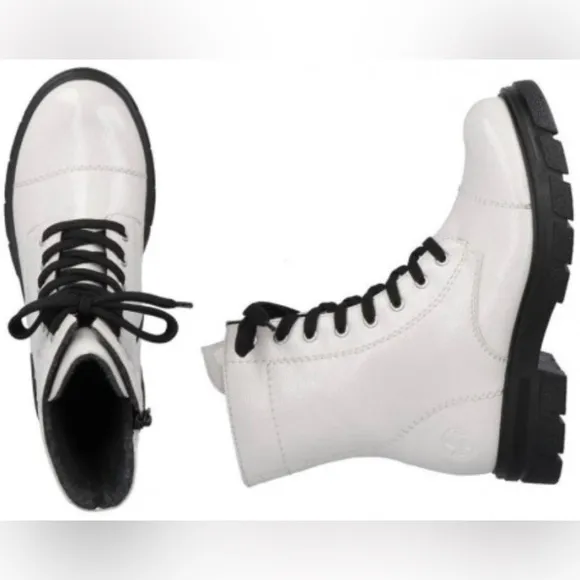 Rieker Z9122 Women's Lace-Up Ankle Boots Sz 8.5/40 off white