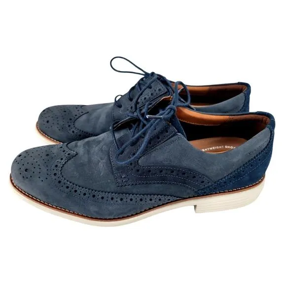 Rockport Hendrik CI2379 Mens Blue Suede Leather Oxfords Wingtip &amp; Brogue Shoes