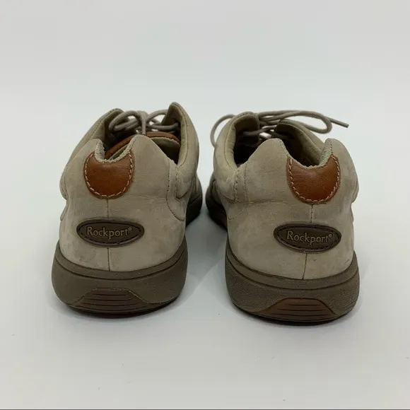 Rockport Lace Up Leather Shoes Stone Taupe Cream M4204 Comfort Ankle Size 10