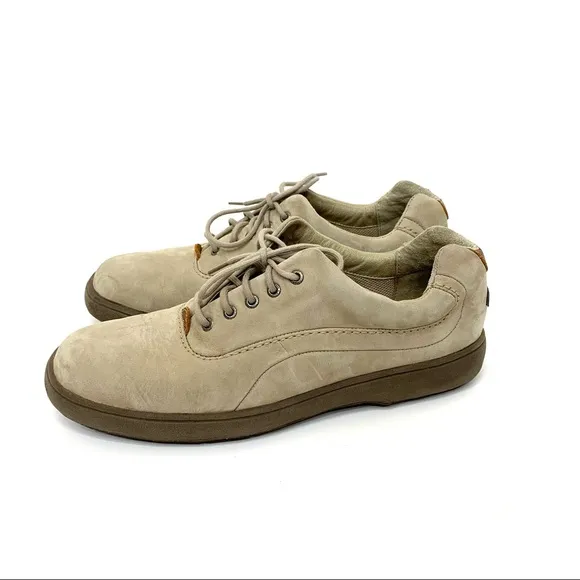 Rockport Lace Up Leather Shoes Stone Taupe Cream M4204 Comfort Ankle Size 10