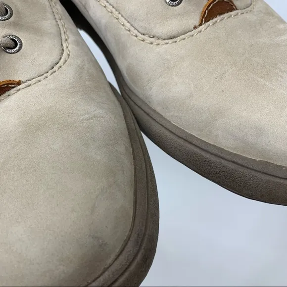 Rockport Lace Up Leather Shoes Stone Taupe Cream M4204 Comfort Ankle Size 10