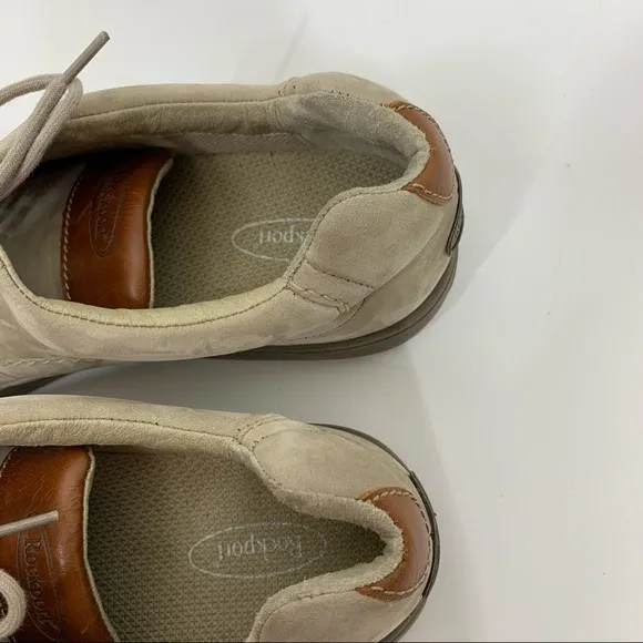 Rockport Lace Up Leather Shoes Stone Taupe Cream M4204 Comfort Ankle Size 10