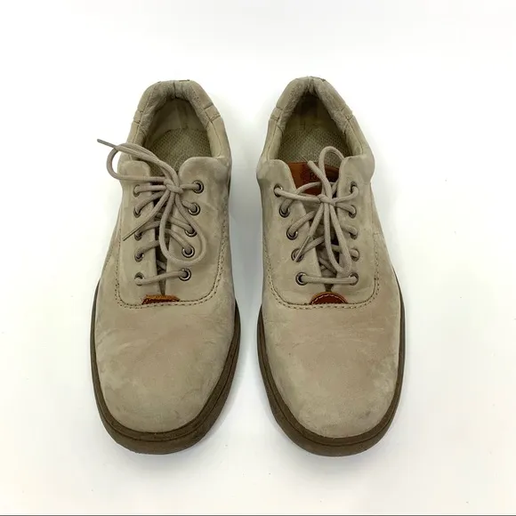 Rockport Lace Up Leather Shoes Stone Taupe Cream M4204 Comfort Ankle Size 10