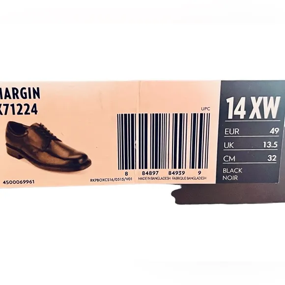 ROCKPORT Margin Oxfords Men’s 14 XW Black NWOT