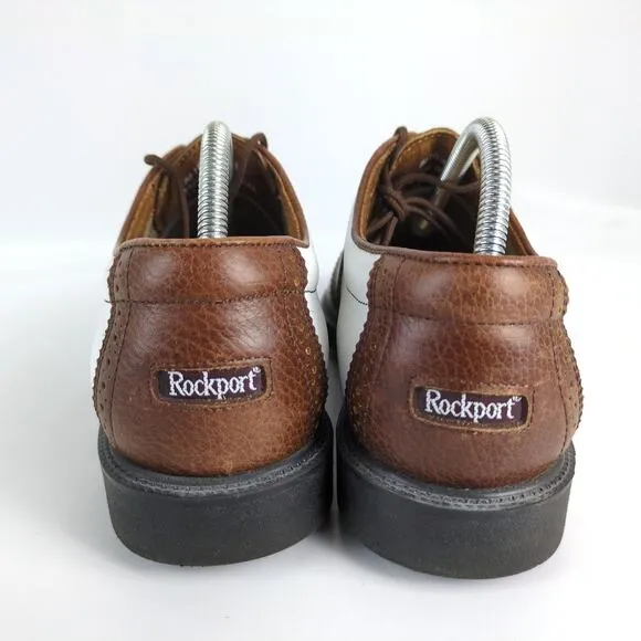 Rockport Men's 9W Brown &amp; White Leather Saddle Oxford Golf Shoes Jack Nicklaus