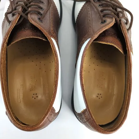 Rockport Men's 9W Brown &amp; White Leather Saddle Oxford Golf Shoes Jack Nicklaus
