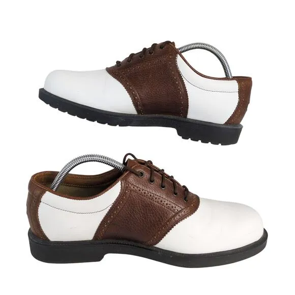Rockport Men's 9W Brown &amp; White Leather Saddle Oxford Golf Shoes Jack Nicklaus