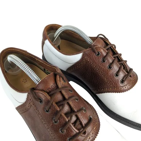 Rockport Men's 9W Brown &amp; White Leather Saddle Oxford Golf Shoes Jack Nicklaus