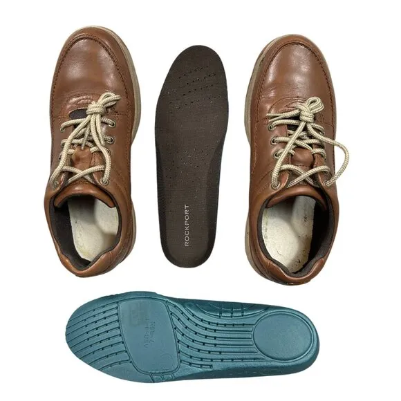Rockport Men's World Tour Classic Brown Leather Walking Shoes Size 8