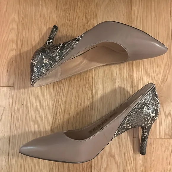 Rockport Total Motion 75MM Pieced Heel Taupe Snakeskin NEW