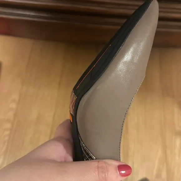 Rockport Total Motion 75MM Pieced Heel Taupe Snakeskin NEW