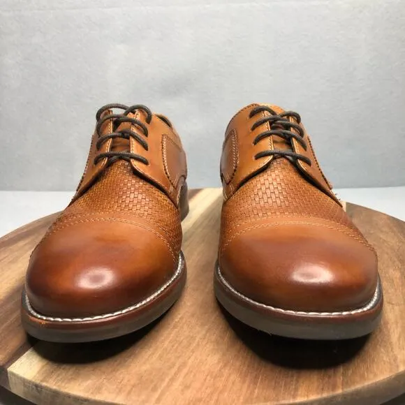 ROCKPORT WYAT CAP TOE Oxford Men's‎ Size 9M Leather Shoes V82995 Brown/ Cognac
