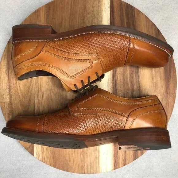 ROCKPORT WYAT CAP TOE Oxford Men's‎ Size 9M Leather Shoes V82995 Brown/ Cognac