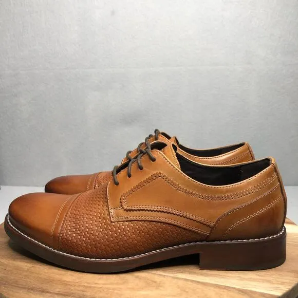 ROCKPORT WYAT CAP TOE Oxford Men's‎ Size 9M Leather Shoes V82995 Brown/ Cognac