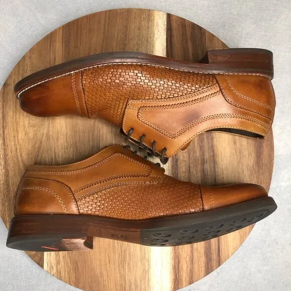 ROCKPORT WYAT CAP TOE Oxford Men's‎ Size 9M Leather Shoes V82995 Brown/ Cognac