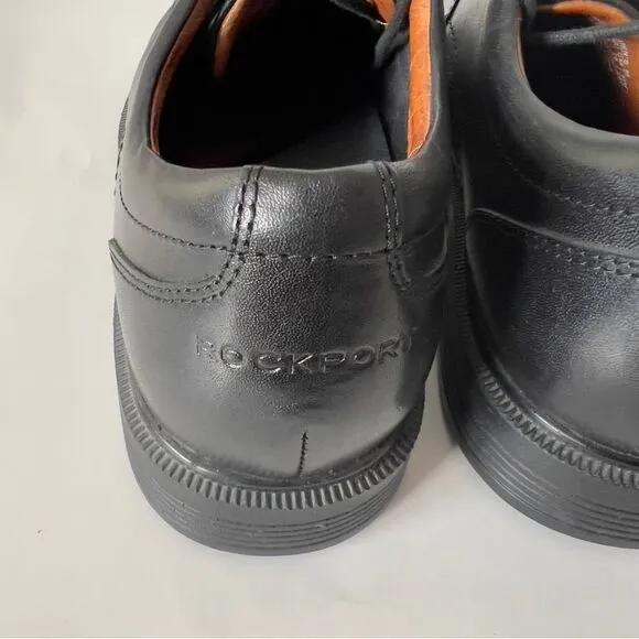 Rockport Men's Dressports Luxe Black Leather Vibram Soles Oxford Shoes Size 10