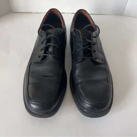 Rockport Men's Dressports Luxe Black Leather Vibram Soles Oxford Shoes Size 10