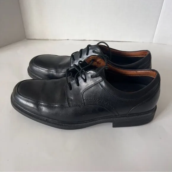 Rockport Men's Dressports Luxe Black Leather Vibram Soles Oxford Shoes Size 10