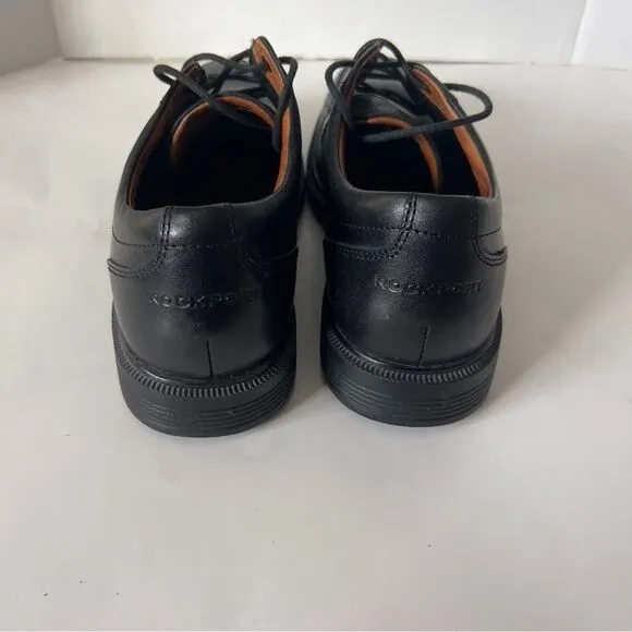 Rockport Men's Dressports Luxe Black Leather Vibram Soles Oxford Shoes Size 10