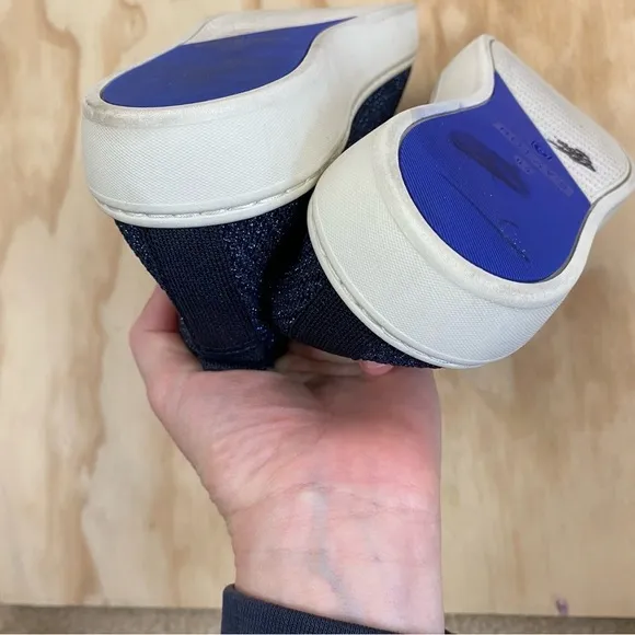 Rothy's The Chelsea Blue Metallic Lattice Stitch High Top Ankle Bootie
