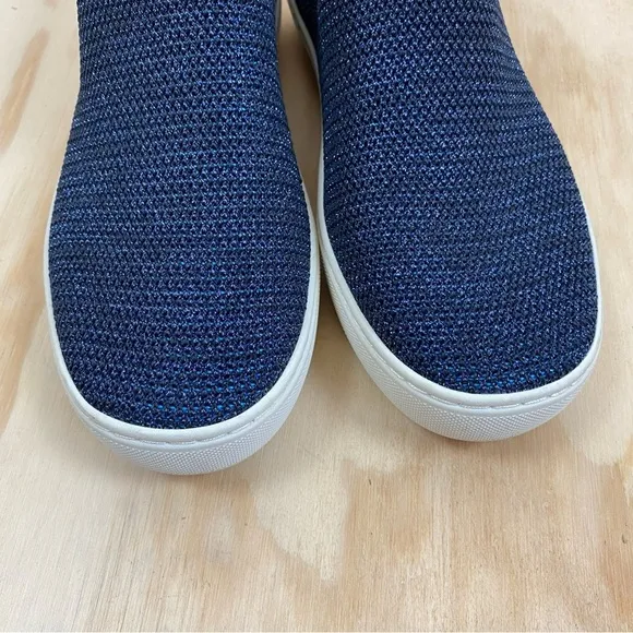 Rothy's The Chelsea Blue Metallic Lattice Stitch High Top Ankle Bootie