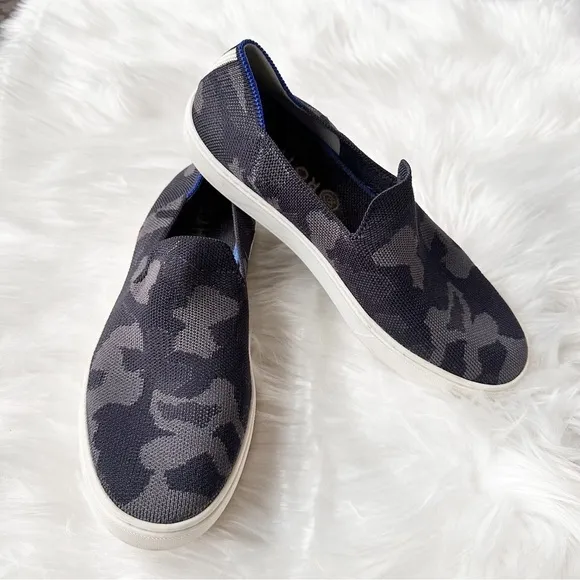 Rothy’s The Original Slip On Sneaker Gray Black Camo Round Toe Size 8