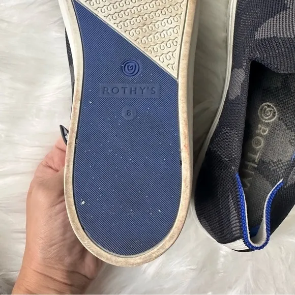 Rothy’s The Original Slip On Sneaker Gray Black Camo Round Toe Size 8