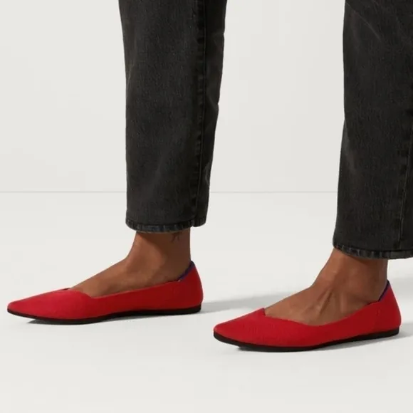 Rothy’s Womens Retired Red The Pointed Chili Toe Flats Loafer shoes sz 6