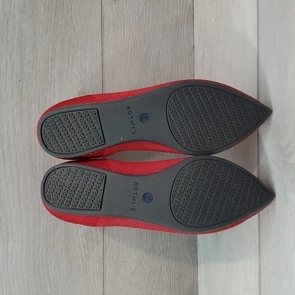Rothy’s Womens Retired Red The Pointed Chili Toe Flats Loafer shoes sz 6
