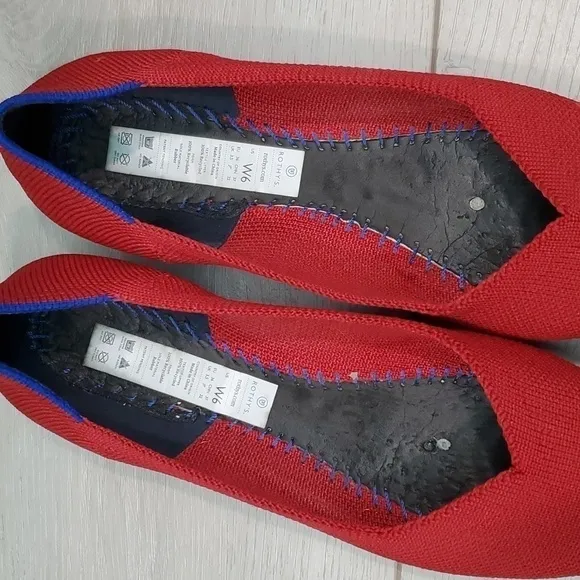 Rothy’s Womens Retired Red The Pointed Chili Toe Flats Loafer shoes sz 6