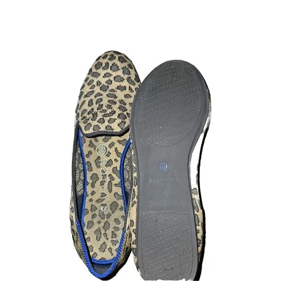 Rothy’s Women’s The Loafer Leopard Tan/Grey Slip On Casual Knit Shoes Size 7