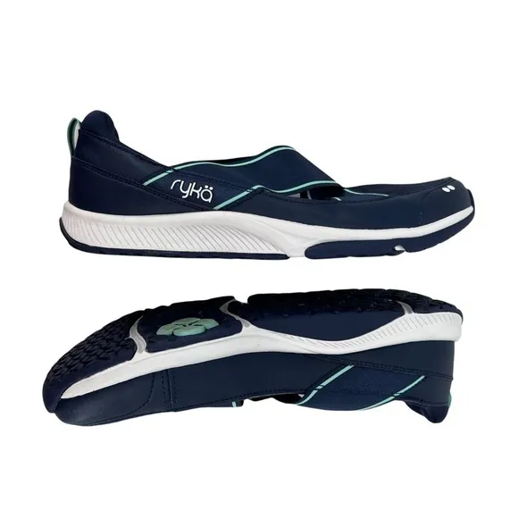 RYKA Blue Klick Criss Cross Strap Slip On Shoes Size 10 W Women's