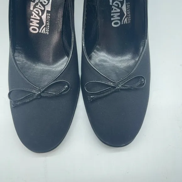 Salvatore Ferragamo Pumps Bow Detail Black Heels Classic Shoes 5.5 B
