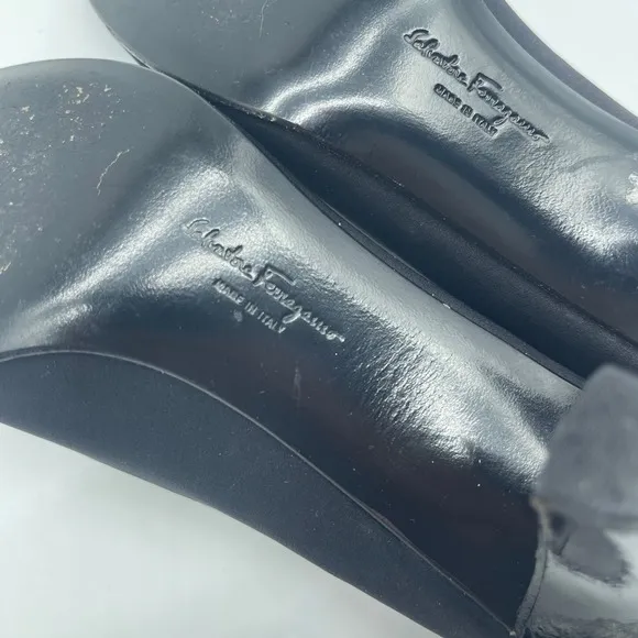 Salvatore Ferragamo Pumps Bow Detail Black Heels Classic Shoes 5.5 B