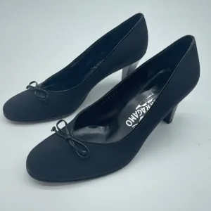 Salvatore Ferragamo Pumps Bow Detail Black Heels Classic Shoes 5.5 B