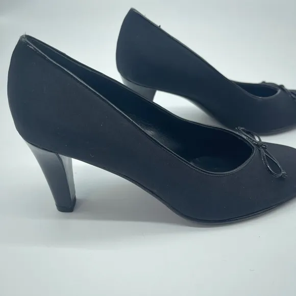 Salvatore Ferragamo Pumps Bow Detail Black Heels Classic Shoes 5.5 B